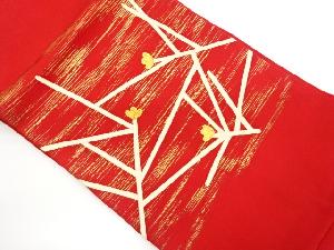 塩瀬金彩金駒刺繍抽象松葉模様名古屋帯